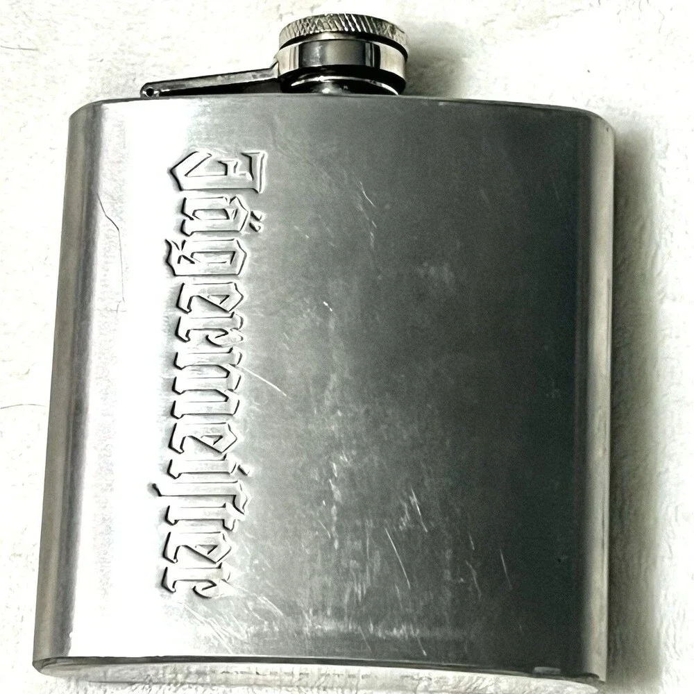 JAGERMEISTER Stainless Steel 6oz Hip/Pocket Flask- Survival/Emergency/Camp Gear